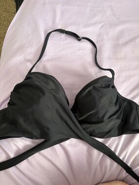Old Navy Black Halter Swim Top with Wrap Detail